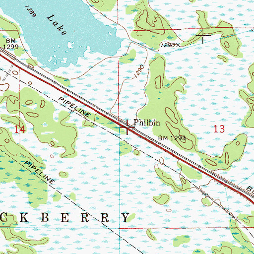 Topographic Map of Philbin, MN