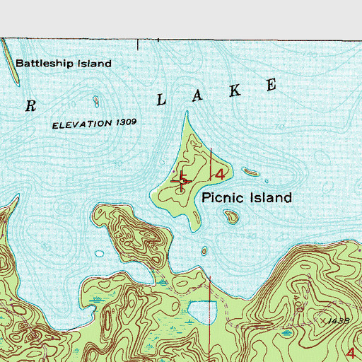Topographic Map of Picnic Island, MN