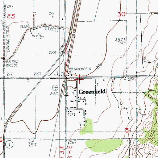Topographic Map of Greenfield Baptist Church, AR