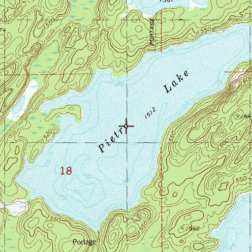 Topographic Map of Pietro Lake, MN