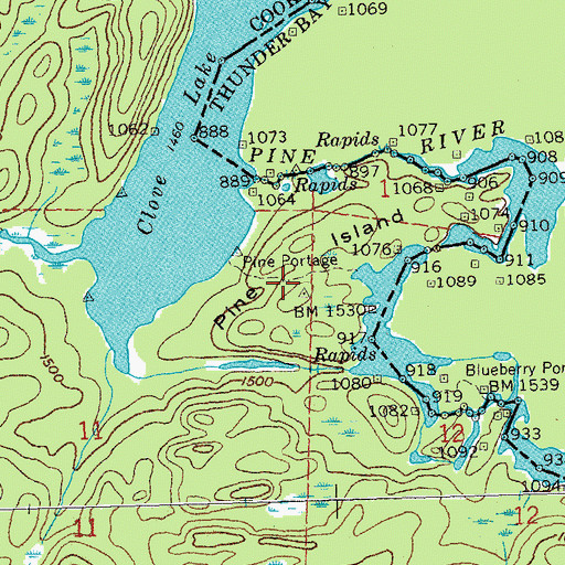 Topographic Map of Pine Portage, MN