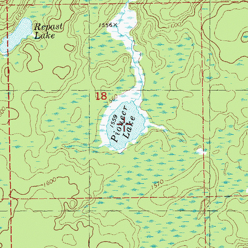 Topographic Map of Pioneer Lake, MN