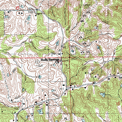Topographic Map of Holly Springs Church, AR