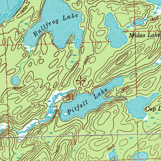 Topographic Map of Pitfall Lake, MN