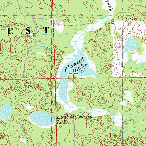Topographic Map of Planted Lake, MN