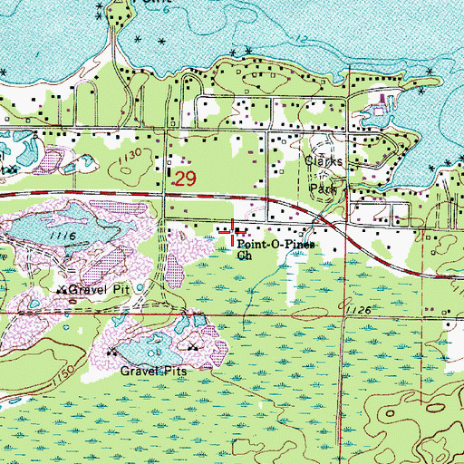 Topographic Map of Point-O-Pines Church, MN