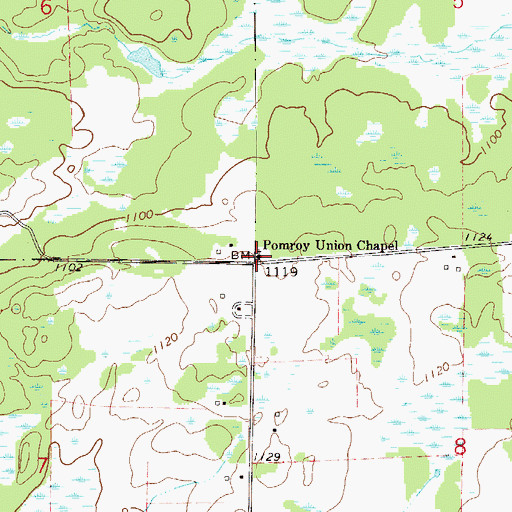 Topographic Map of Pomroy Union Chapel, MN