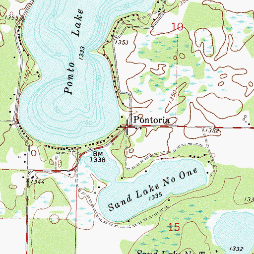 Topographic Map of Pontoria, MN
