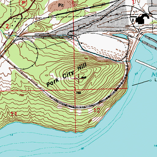 Topographic Map of Pork City Hill, MN