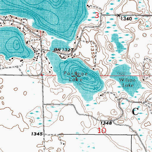 Topographic Map of Portage Lake, MN