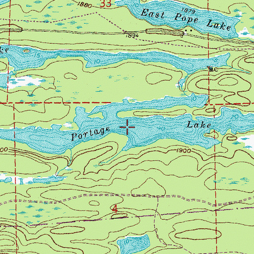 Topographic Map of Portage Lake, MN
