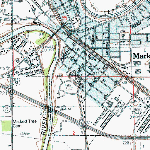 Topographic Map of Marked Tree High School, AR