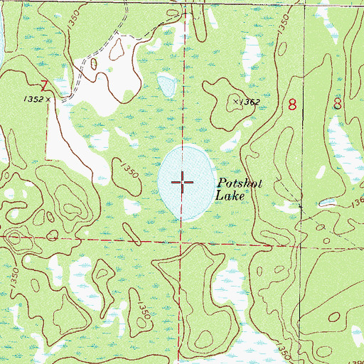 Topographic Map of Potshot Lake, MN