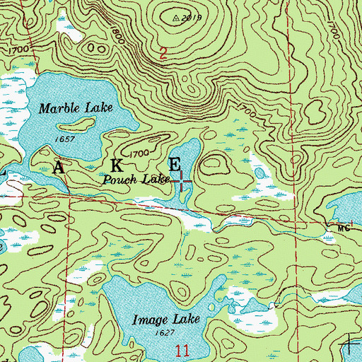 Topographic Map of Pouch Lake, MN