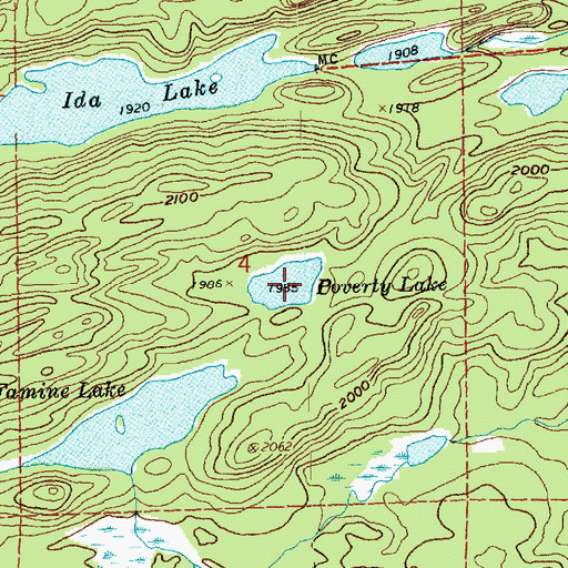 Topographic Map of Poverty Lake, MN