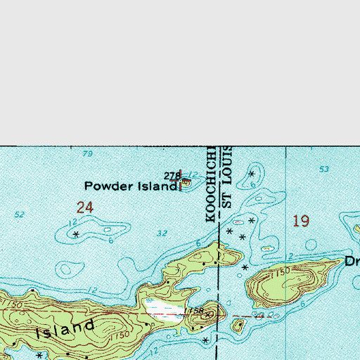 Topographic Map of Powder Island, MN