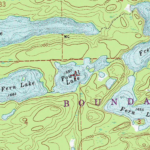 Topographic Map of Powell Lake, MN