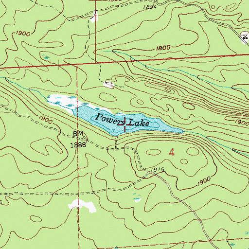 Topographic Map of Powers Lake, MN