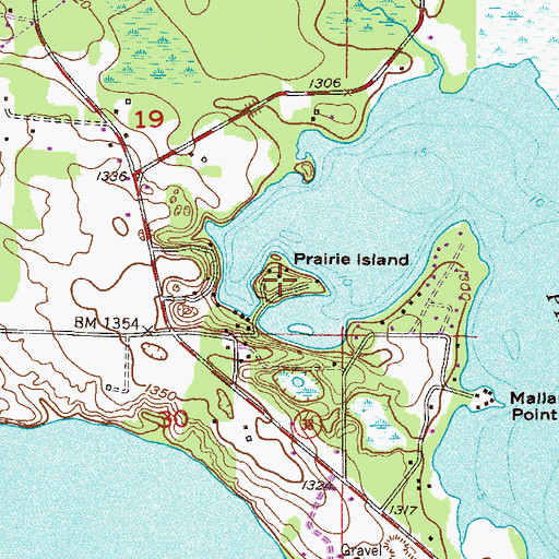 Topographic Map of Prairie Island, MN
