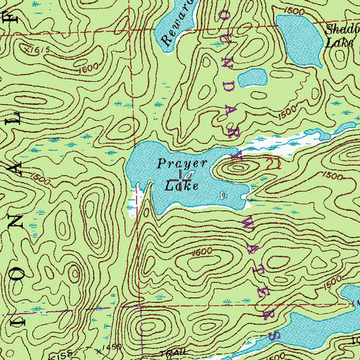 Topographic Map of Prayer Lake, MN