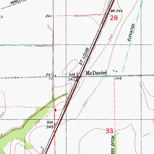 Topographic Map of McDaniel, AR