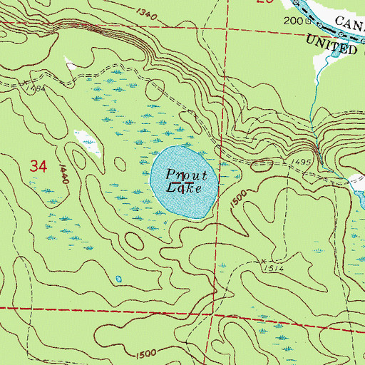 Topographic Map of Prout Lake, MN