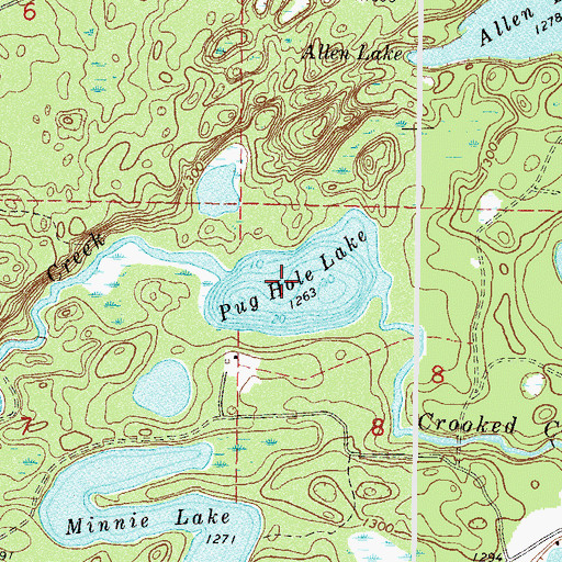 Topographic Map of Pug Hole Lake, MN