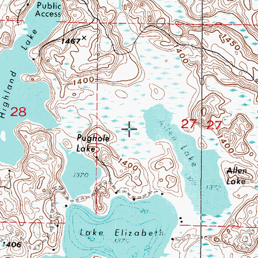 Topographic Map of Pughole Lake, MN