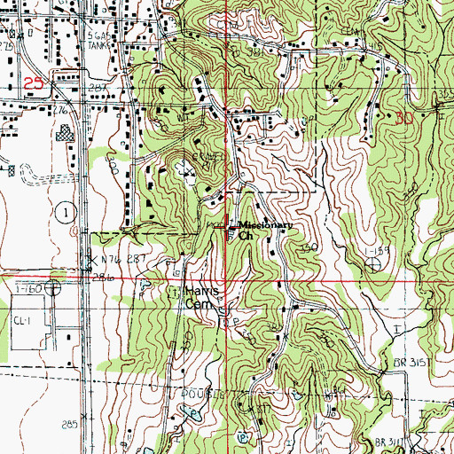 Topographic Map of Missionary Church, AR