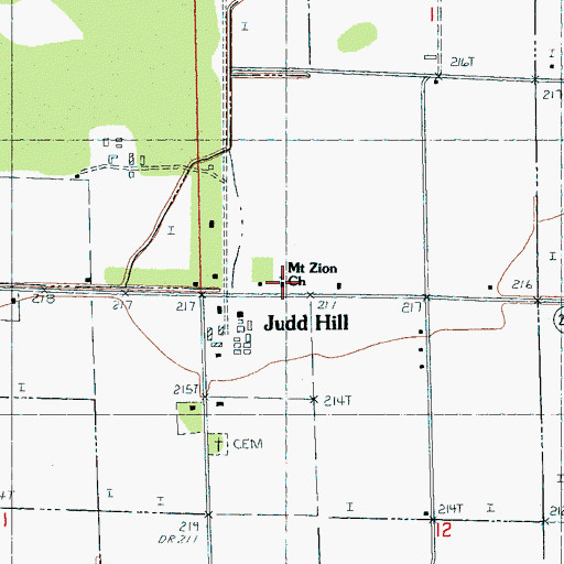 Topographic Map of Mount Zion Church, AR