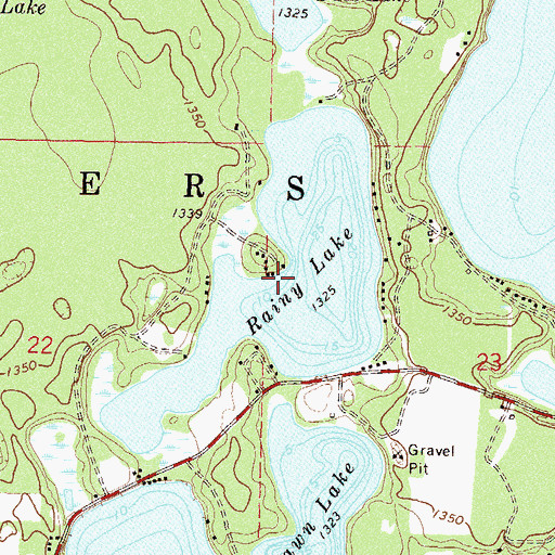Topographic Map of Rainy Lake, MN
