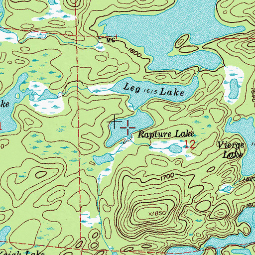 Topographic Map of Rapture Lake, MN