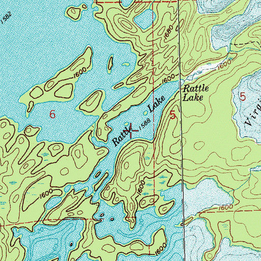 Topographic Map of Rattle Lake, MN