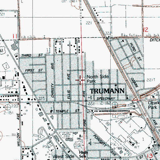 Topographic Map of North Side Park, AR