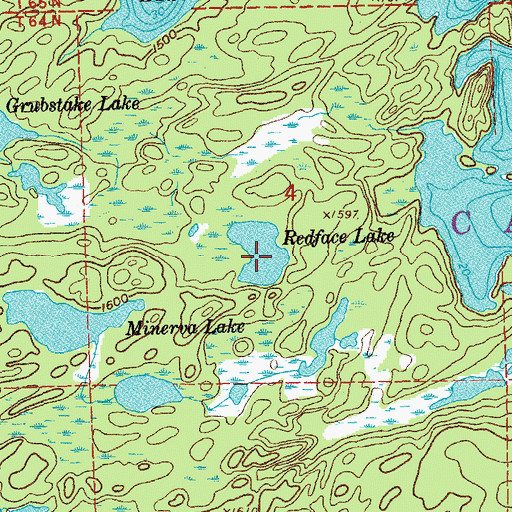 Topographic Map of Redface Lake, MN