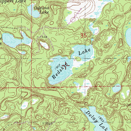 Topographic Map of Redskin Lake, MN