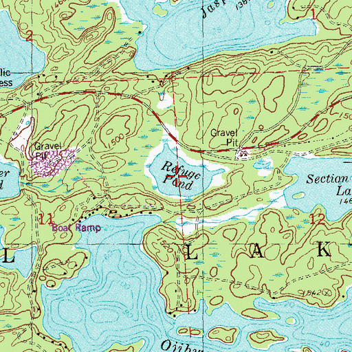 Topographic Map of Refuge Pond, MN