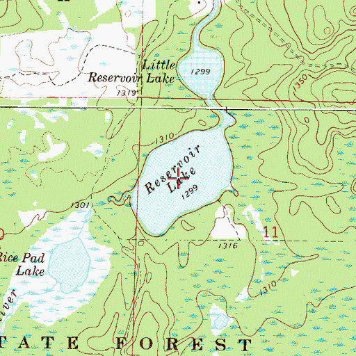 Topographic Map of Reservoir Lake, MN