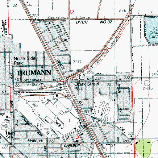 Topographic Map of Ozark Street Park, AR
