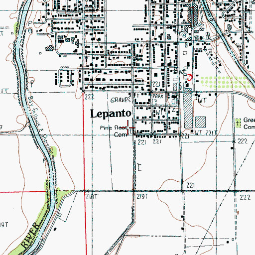 Topographic Map of Pine Rest Cemetery, AR