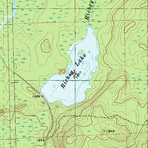 Topographic Map of Richey Lake, MN