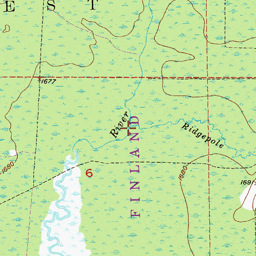 Topographic Map of Ridgepole Creek, MN