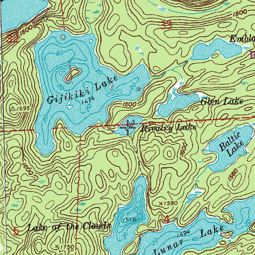 Topographic Map of Rivalry Lake, MN