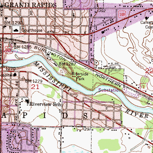 Topographic Map of Riverside Park, MN