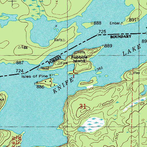 Topographic Map of Robbins Island, MN