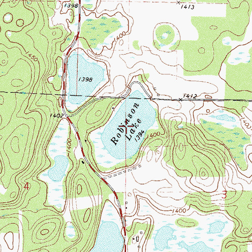 Topographic Map of Robinson Lake, MN