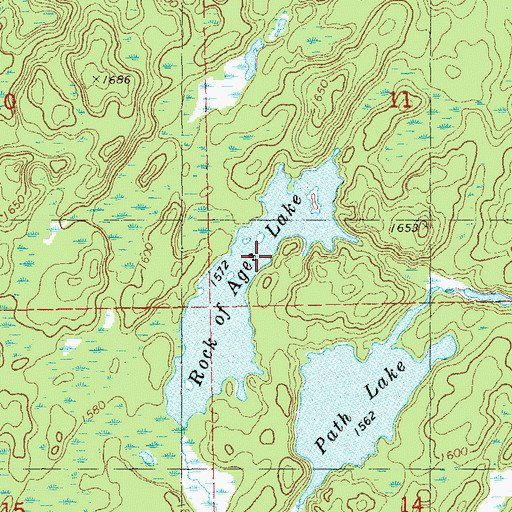 Topographic Map of Rock of Ages Lake, MN