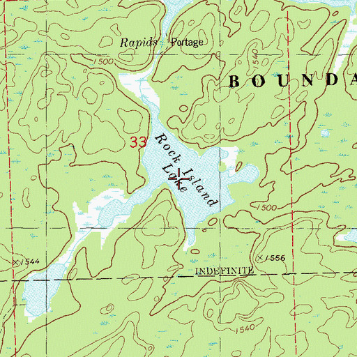 Topographic Map of Rock Island Lake, MN