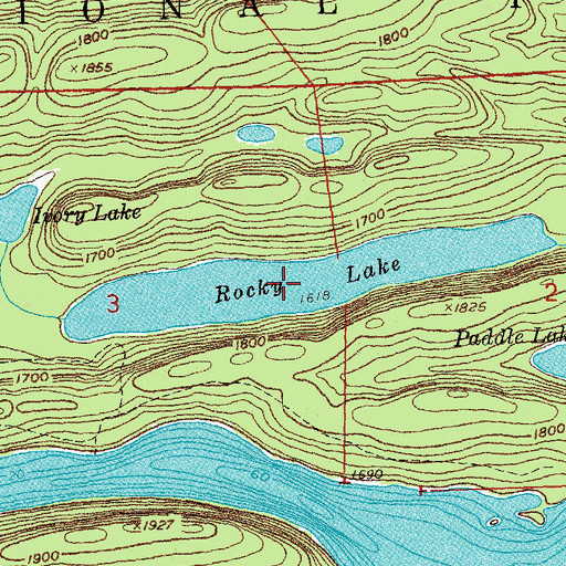 Topographic Map of Rocky Lake, MN