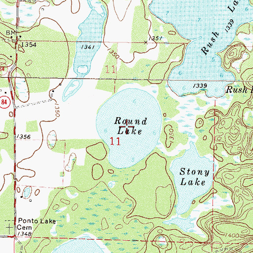 Topographic Map of Round Lake, MN